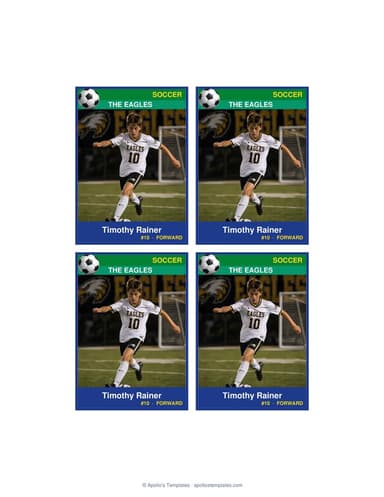Normal size soccer card template