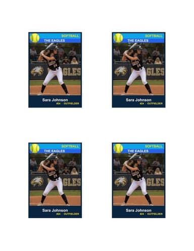 Normal size softball card template