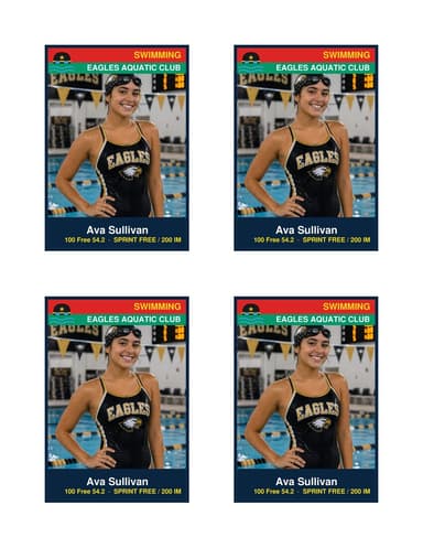 Normal size swimming card template