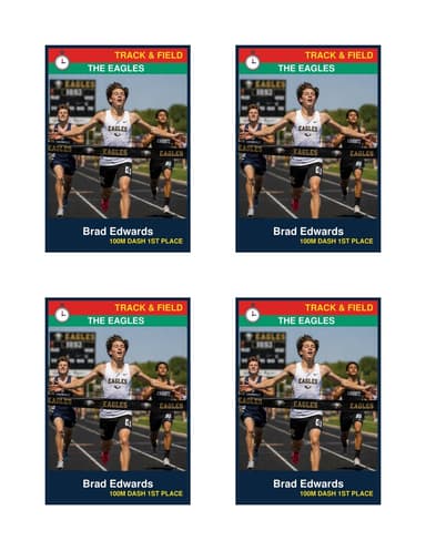 Normal size track field card template