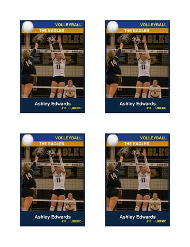 Normal size volleyball card template