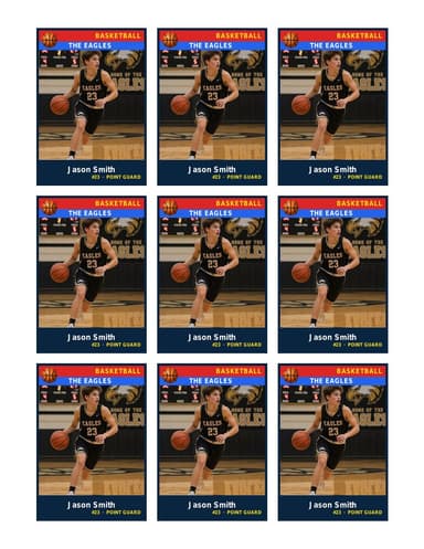 Team basketball card template