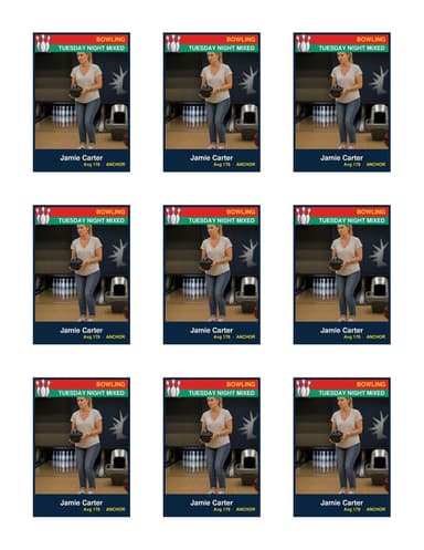Team bowling card template