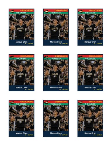 Team cheerleading card template