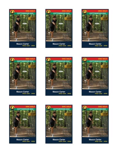 Team disc golf card template