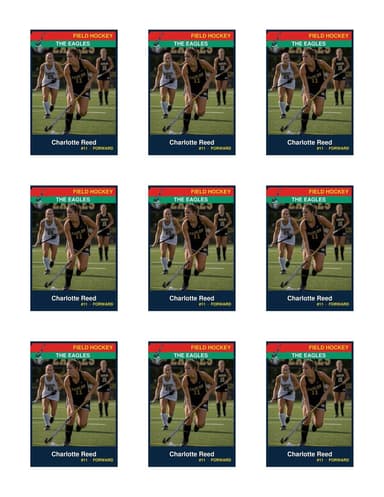 Team field hockey card template