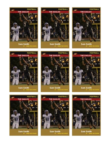 Team football card template