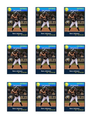 Team softball card template
