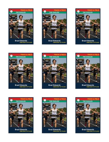 Team track field card template