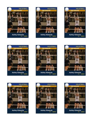 Team volleyball card template