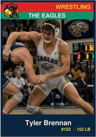 Wrestling card in the Classic design — a color banner across the top, the photo below it, and the name and details on a dark footer bar
