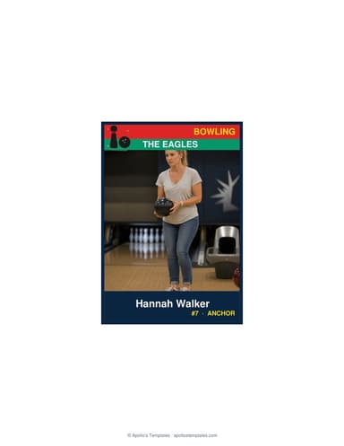 Enlarged bowling card template