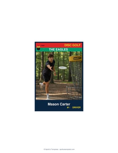 Enlarged disc golf card template