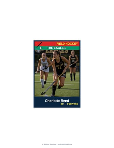 Enlarged field hockey card template