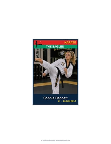Enlarged karate card template