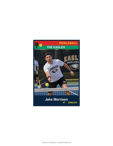 Enlarged pickleball card template