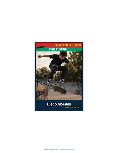 Enlarged skateboarding card template