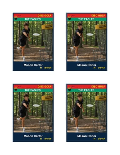 Normal size disc golf card template
