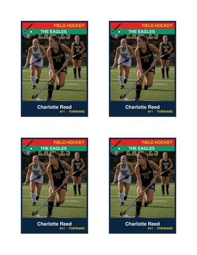 Normal size field hockey card template