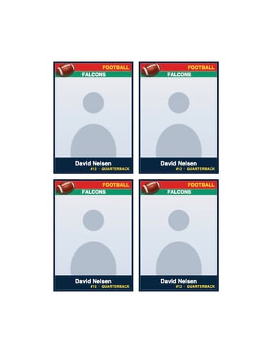 Normal size football card template