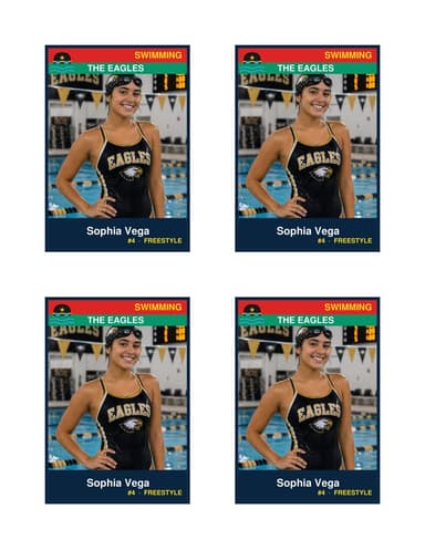 Normal size swimming card template