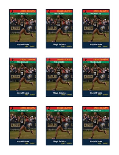 Team cross country card template