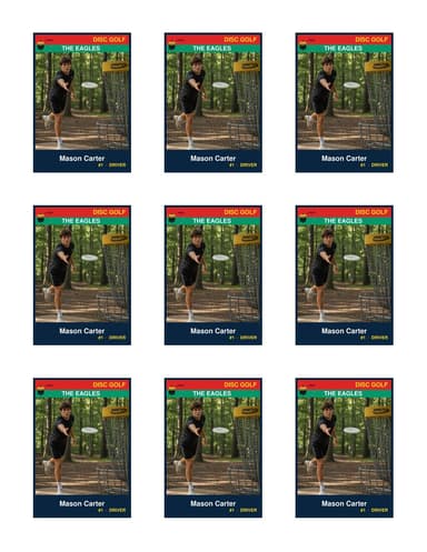 Team disc golf card template