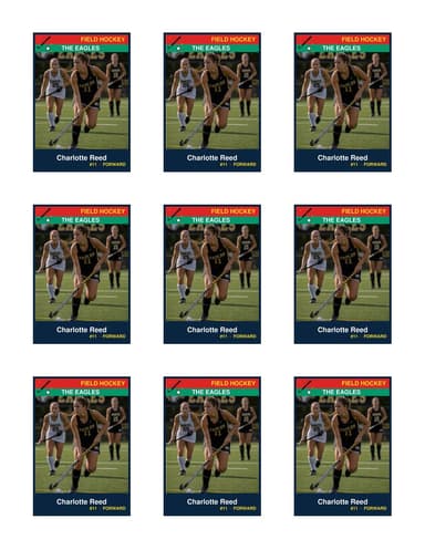 Team field hockey card template