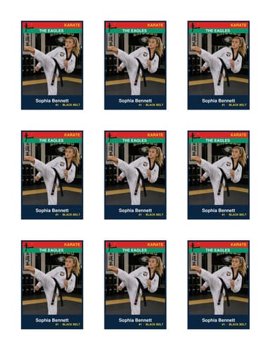 Team karate card template