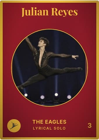 Dance card in the Vintage Card design — an aged photo in a gold-ringed circular window on a deep crimson card, with the name in a serif face arched across the top