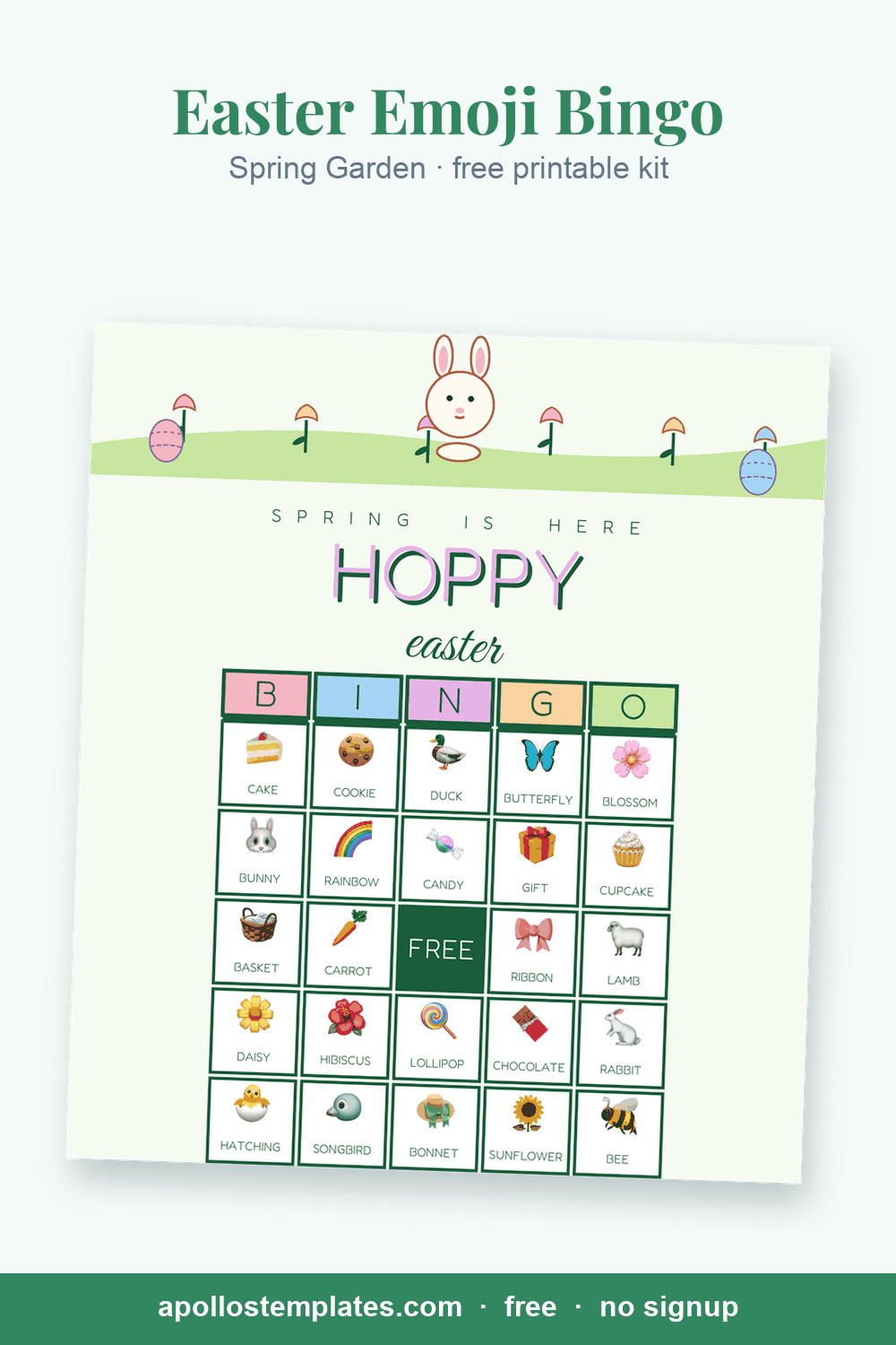 Easter bingo card
