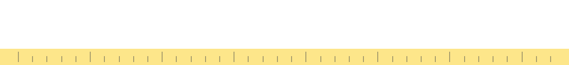 Ruler header: a yellow ruler edge with tick marks running along the bottom