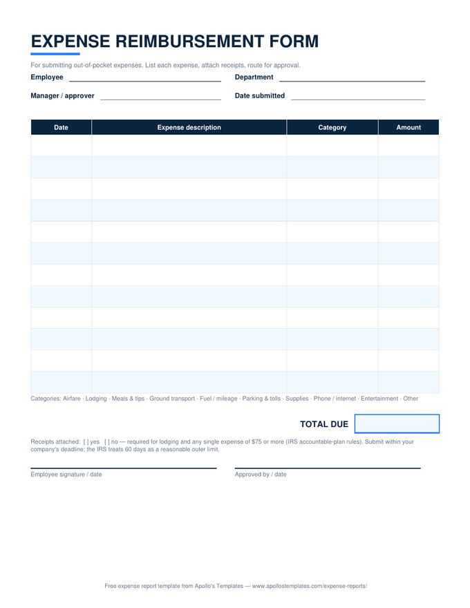 Reimbursement Form preview