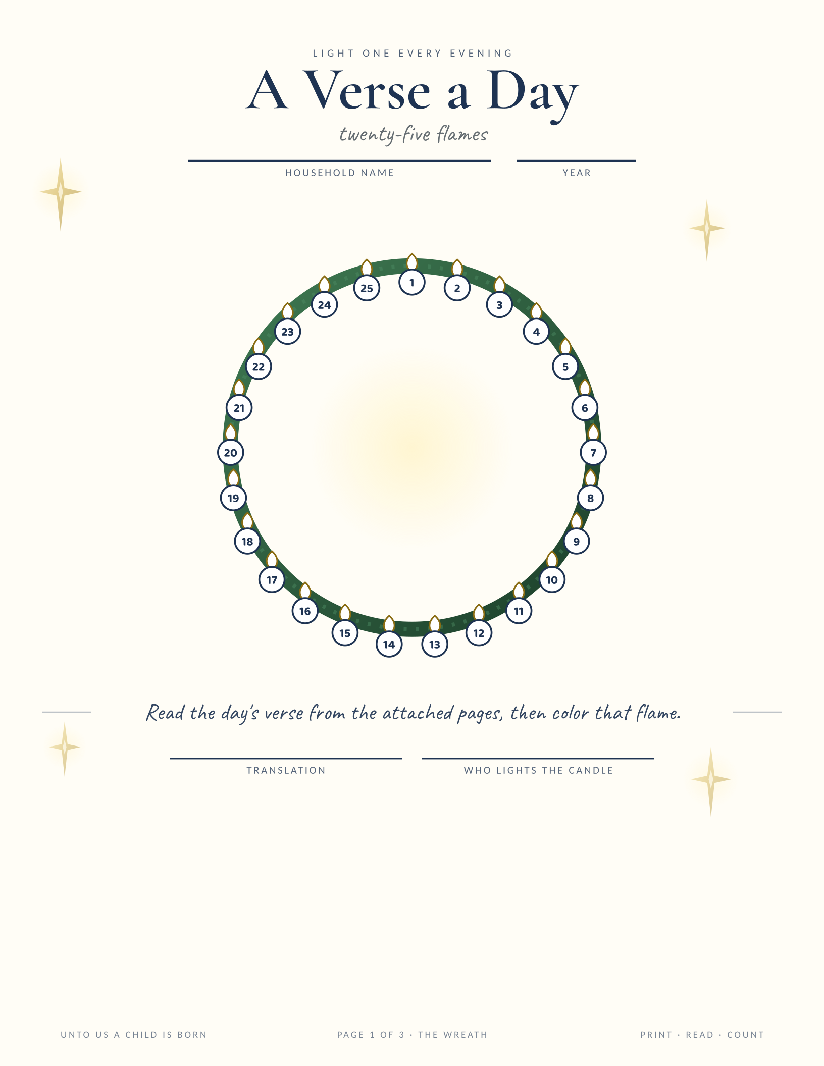 A Verse a Day — printable Bible verse Christmas countdown