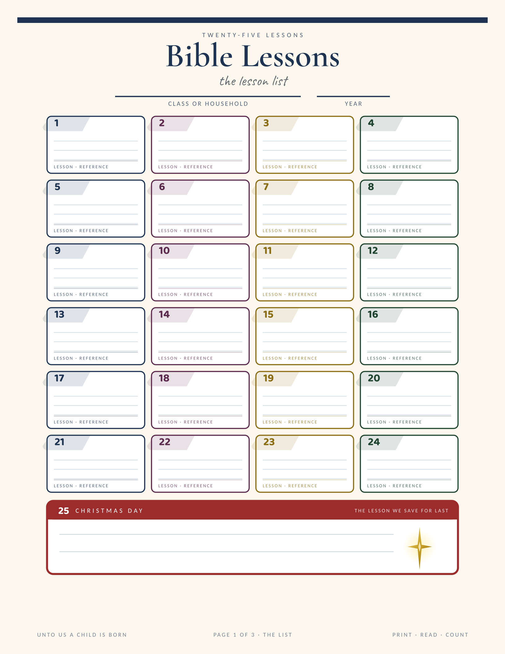 Children’s Bible Lessons — printable Bible verse Christmas countdown