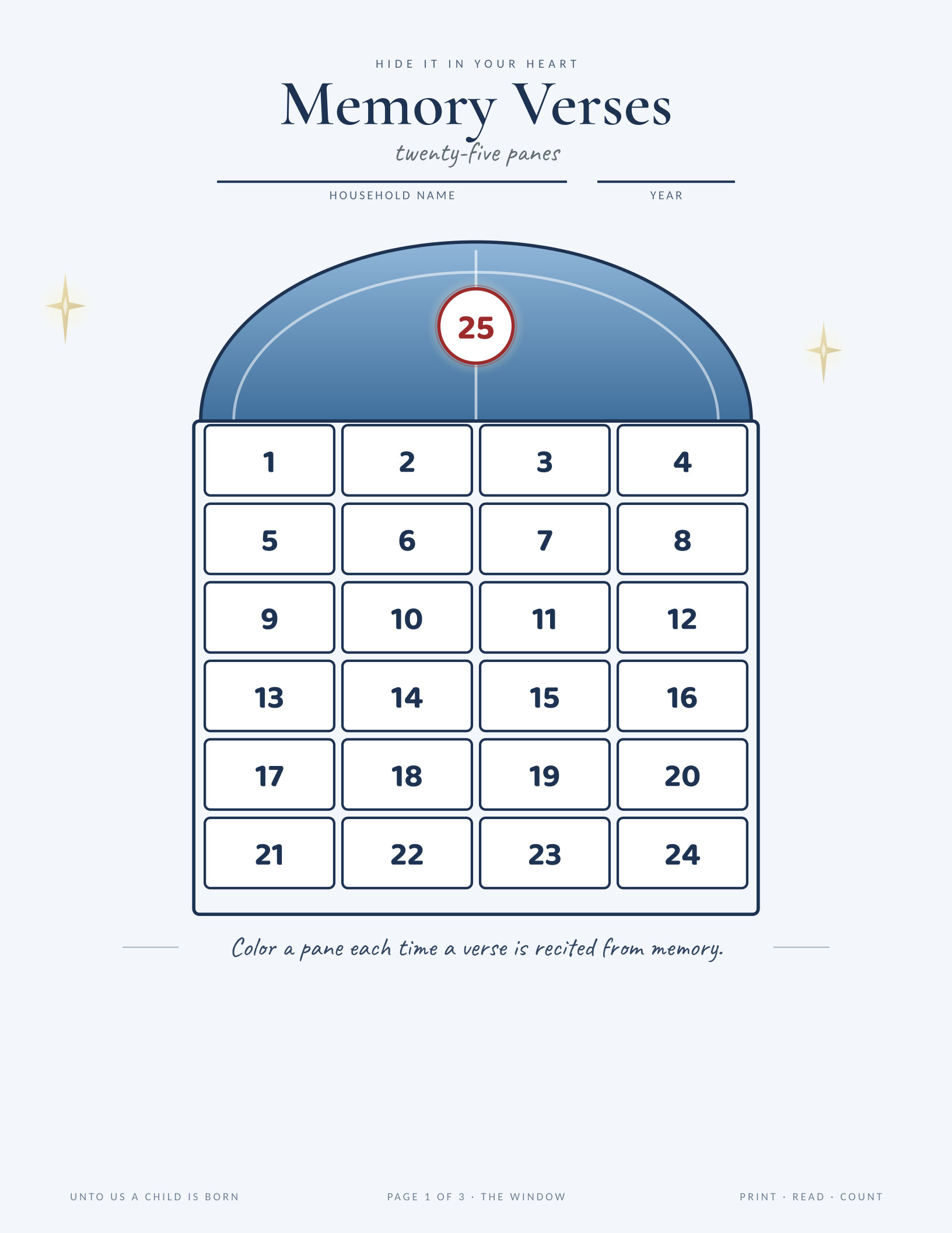 Memory Verses — printable Bible verse Christmas countdown