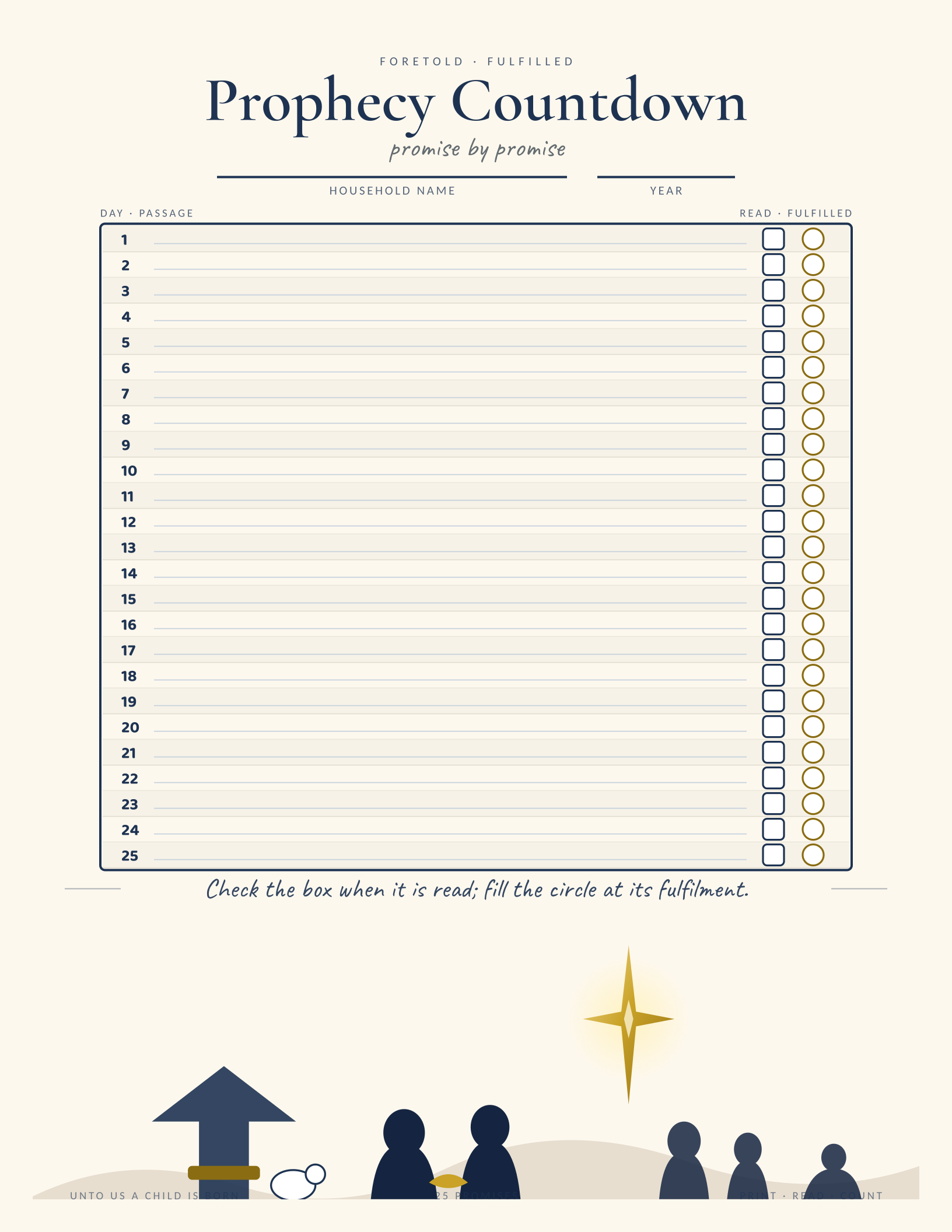 Prophecy Countdown — printable Bible verse Christmas countdown