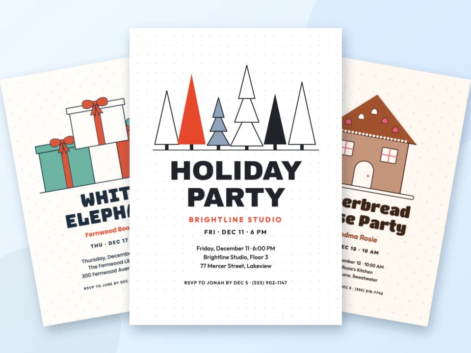 Christmas party invitation with a snowman in a top hat
