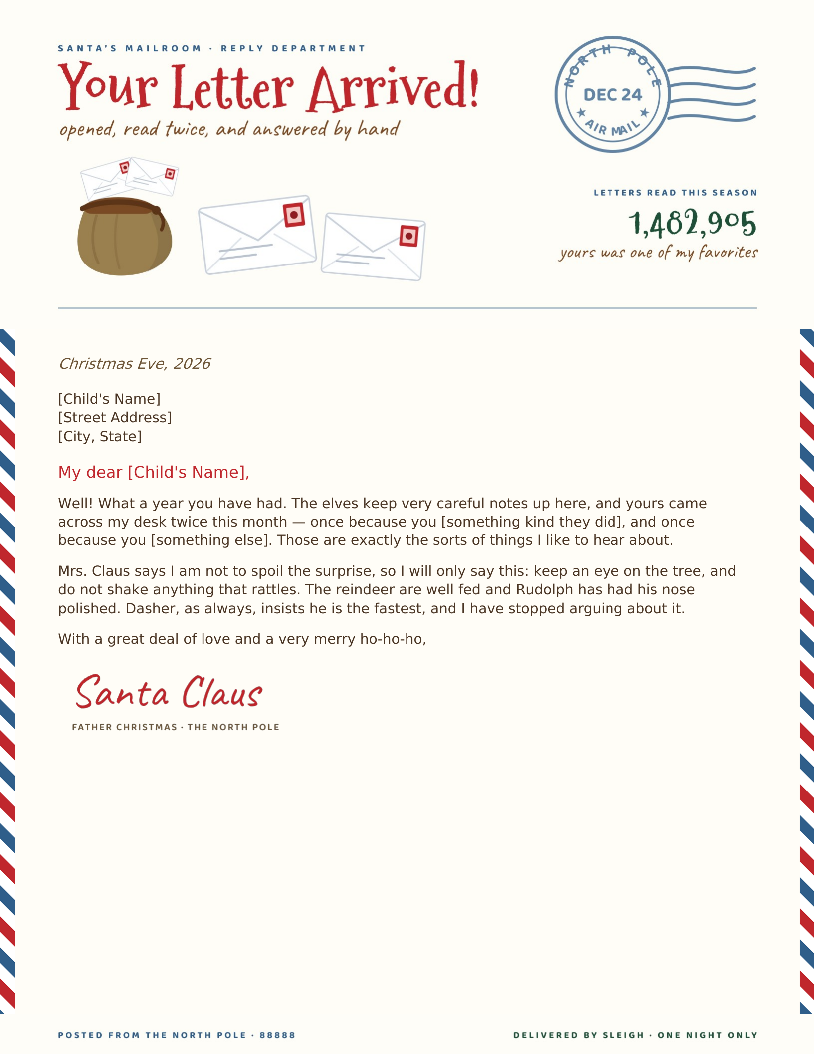 Airmail Reply from the Mailroom letterhead template preview