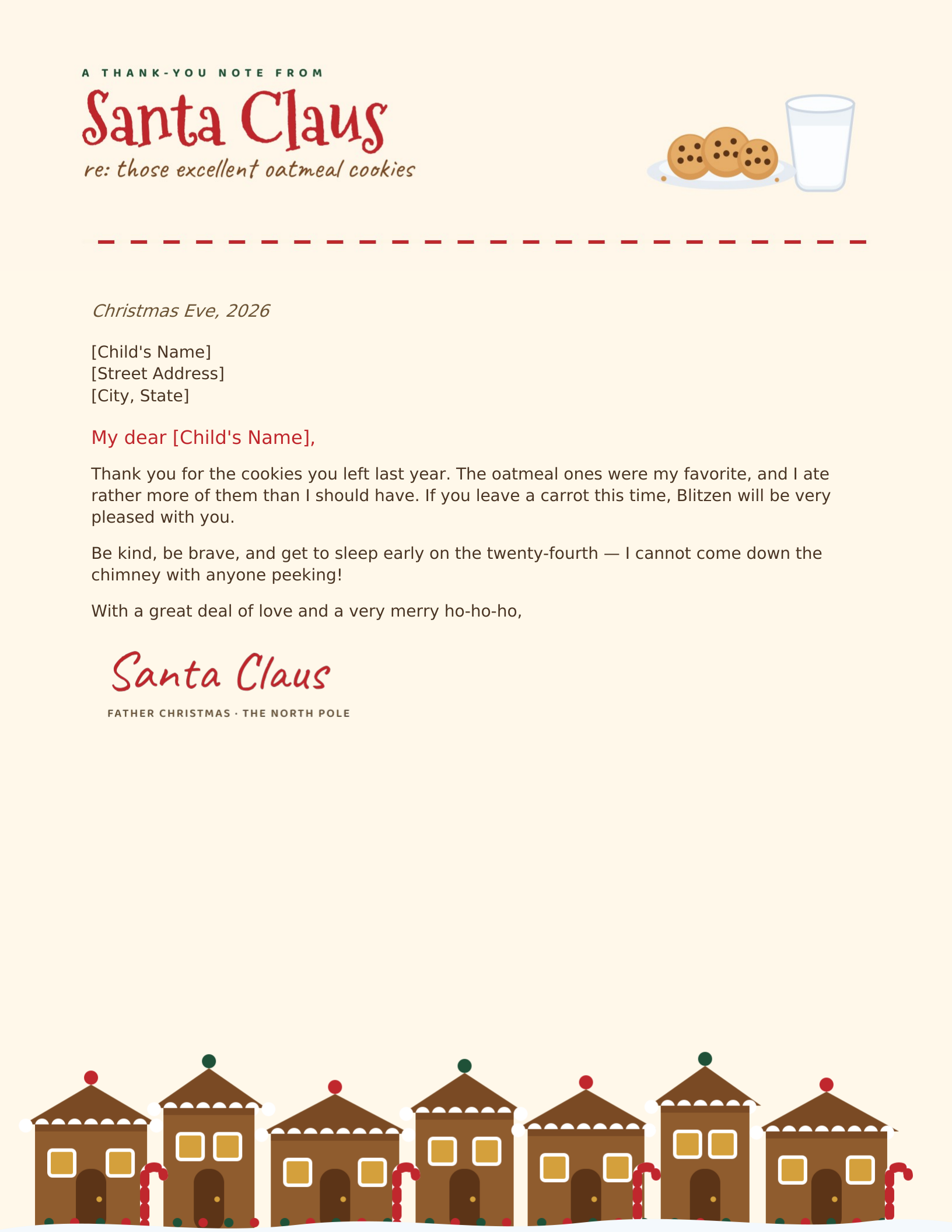 Cookies & the Gingerbread Village letterhead template preview