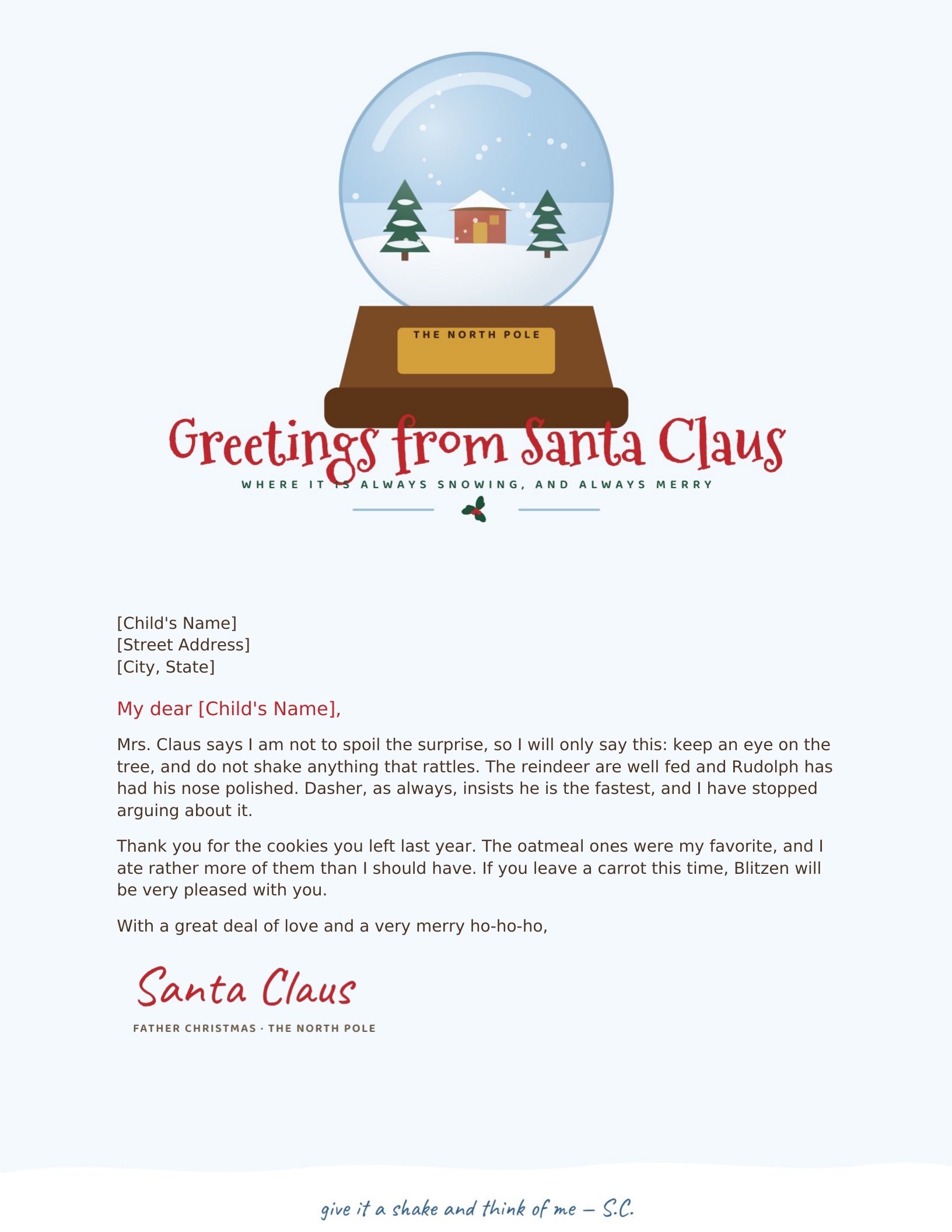 The Snow Globe letterhead template preview