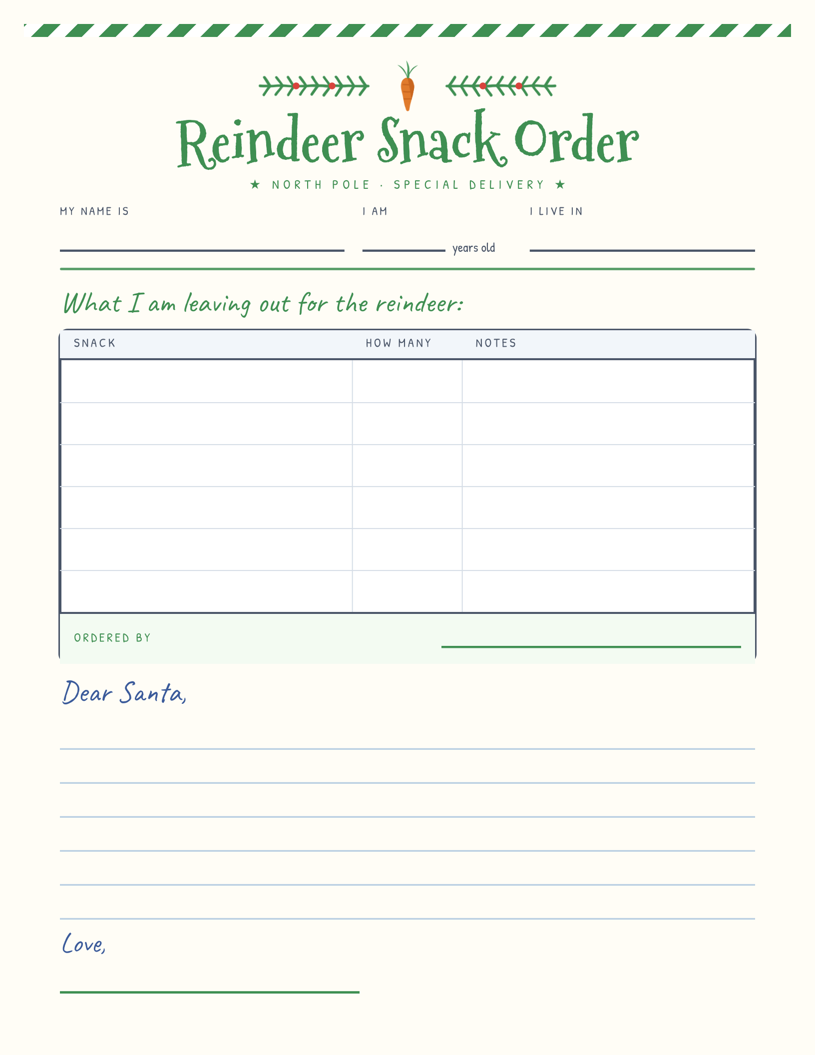 Reindeer Snack Order preview