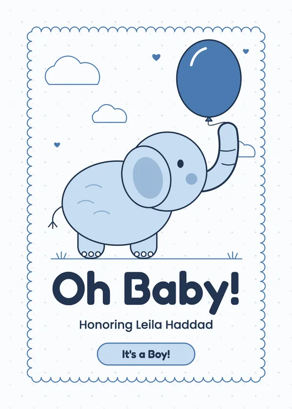Balloon Ride — Sweet Elephant baby shower invitation