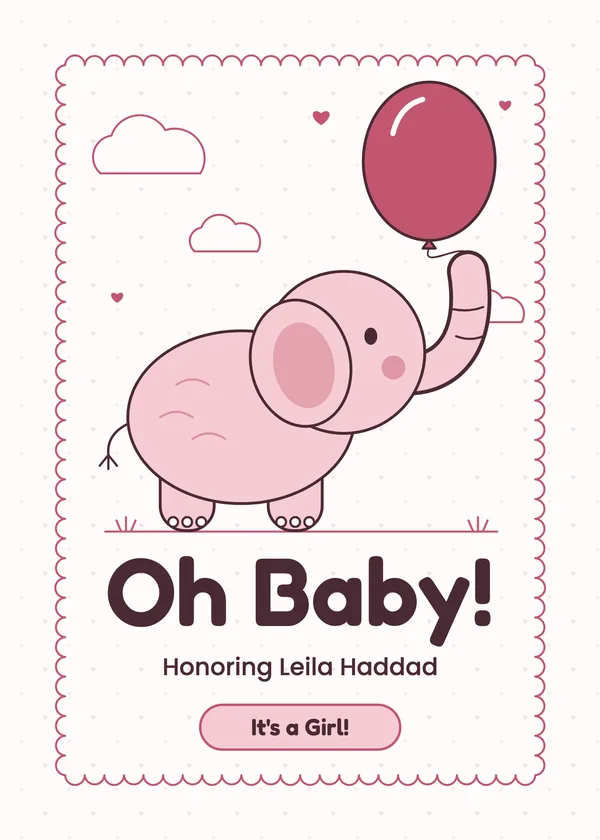 Balloon Ride — Sweet Elephant baby shower invitation