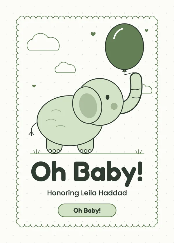 Balloon Ride — Sweet Elephant baby shower invitation