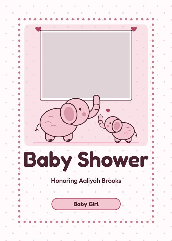 Mama & Baby — Sweet Elephant baby shower invitation with a photo window