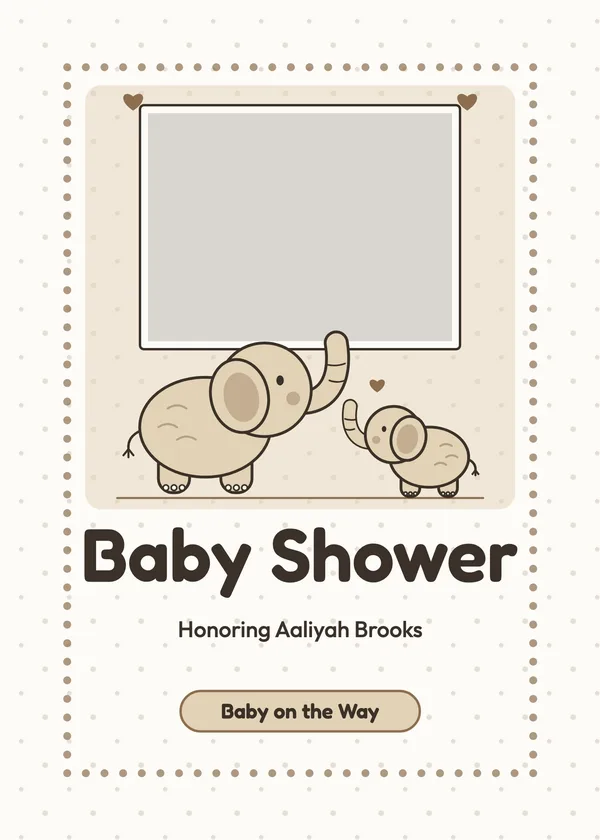 Mama & Baby — Sweet Elephant baby shower invitation with a photo window