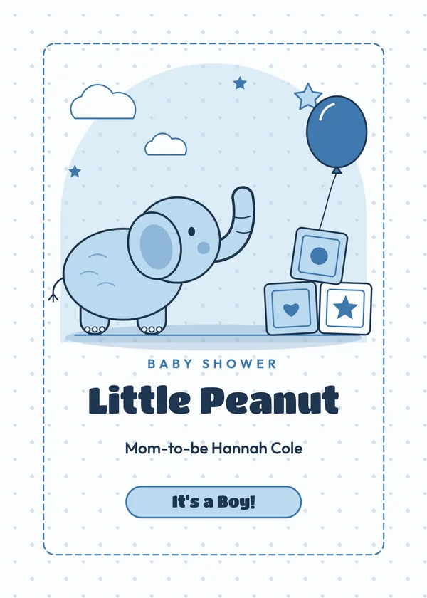 Baby Blocks — Sweet Elephant baby shower invitation