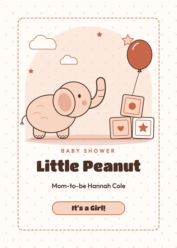Baby Blocks — Sweet Elephant baby shower invitation