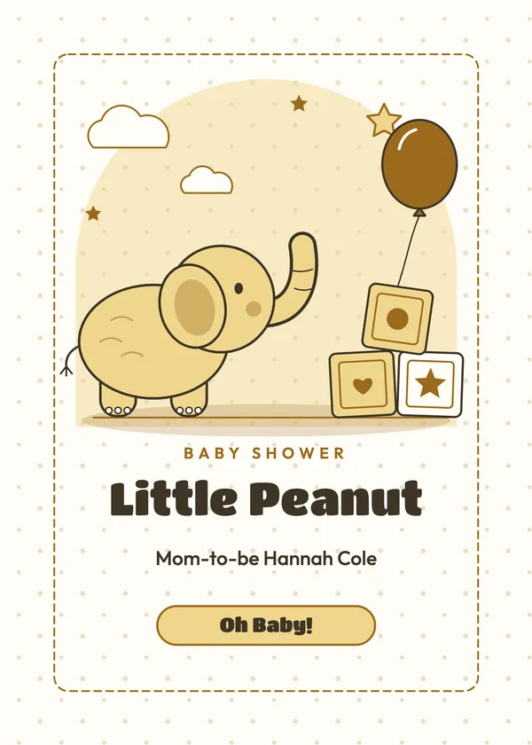 Baby Blocks — Sweet Elephant baby shower invitation